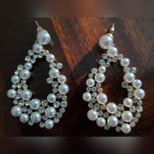 Elegant Pearl and Crystal Drop Earrings